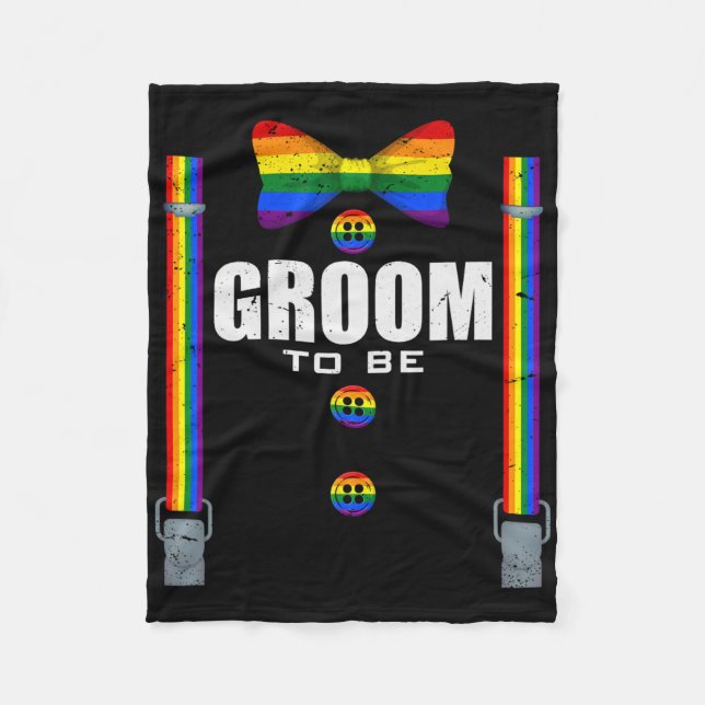 Brudgum Att Vara Gay Lgbtq Pride Regnbågsflagga Br Fleecefilt (Framsidan)