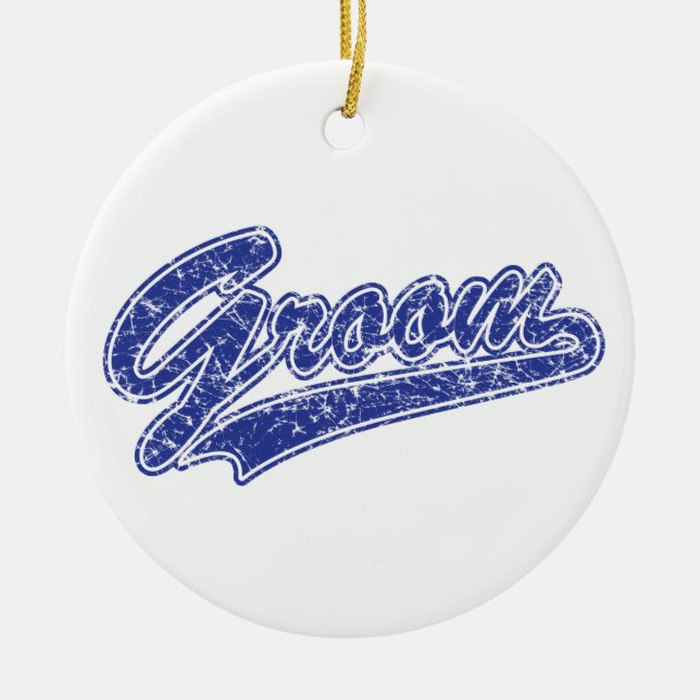 Brudgum Blå Julgransprydnad Keramik (Framsidan)