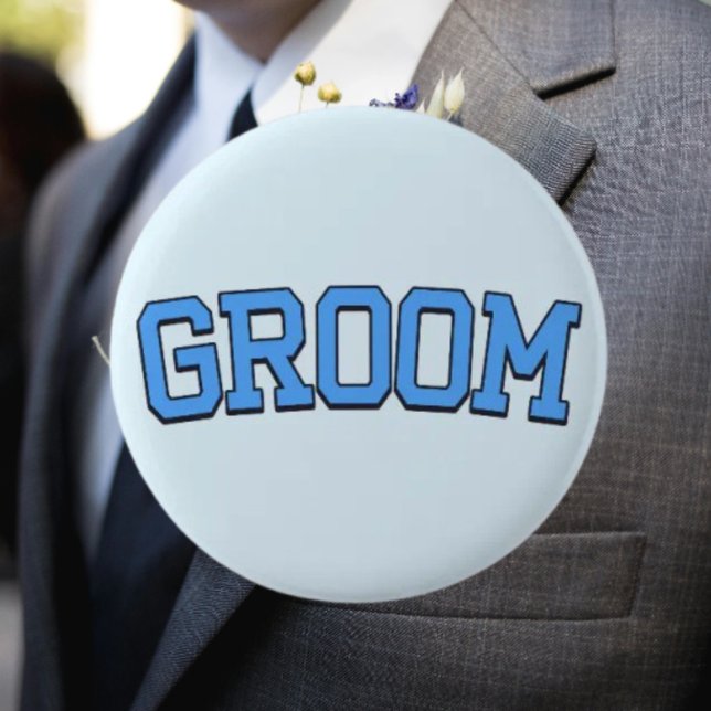 BRUDGUM – Blue College Font Bröllop & Svärmannafes Knapp (Skapare uppladdad)
