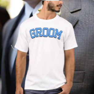 BRUDGUM – Blue College Font Bröllop & Svärmannafes T Shirt