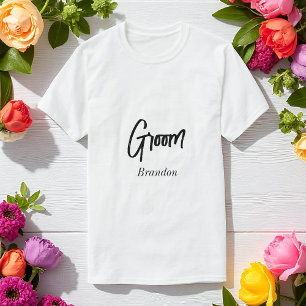 Brudgum Bröllop Svart Vit Skrift T-Shirt
