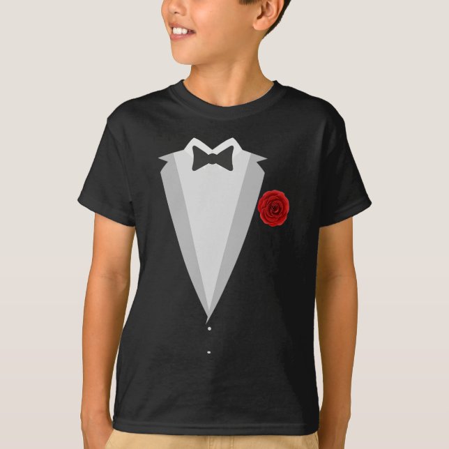 Brudgum Bröllopskostym Svart Slipskojig Sängkammar T Shirt (Framsida)