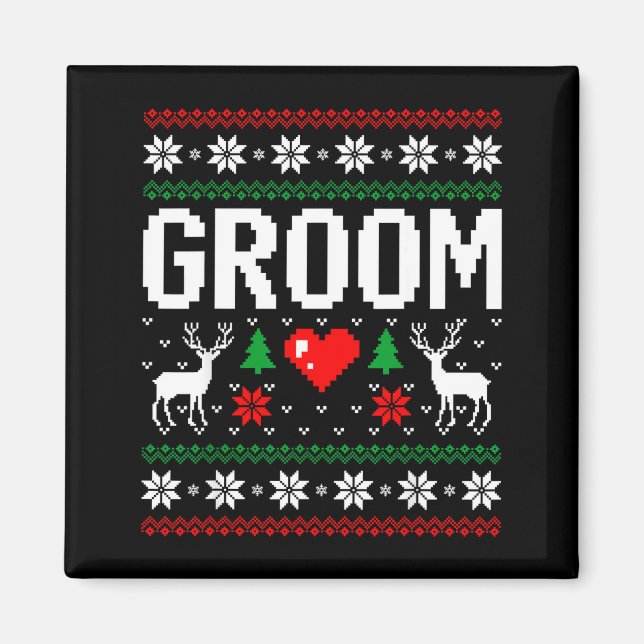 Brudgum brud engagerad gift par ful jul magnet (Framsidan)