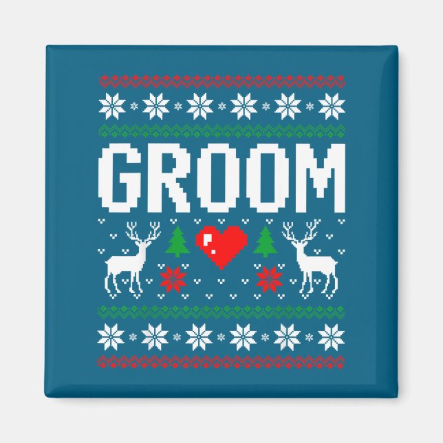Brudgum brud engagerad gift par ful jul magnet (Framsidan)