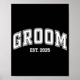 Brudgum Brud Est. 2025 Retro Nygifta Par W Poster