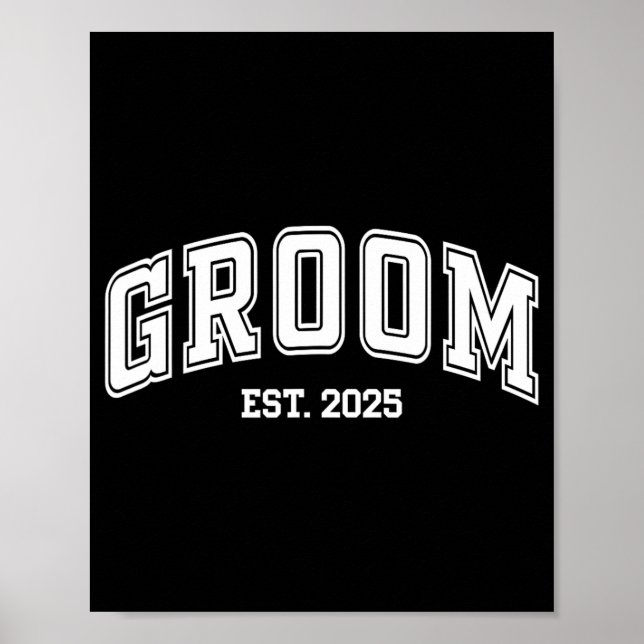 Brudgum Brud Est. 2025 Retro Nygifta Par W Poster (Framsidan)