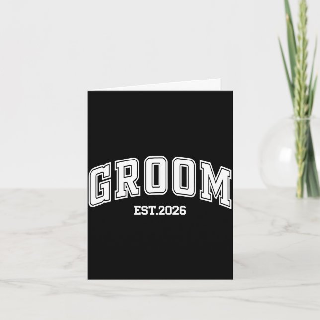 Brudgum brud est 2026 retro nygifta par bröllop kort (Framsida)