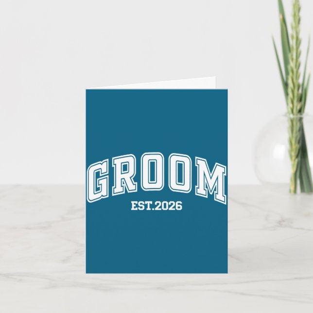 Brudgum brud est 2026 retro nygifta par bröllop kort (Framsida)