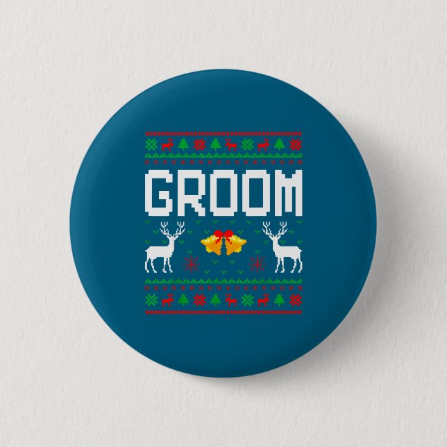 Brudgum brud nygift par ful jultröja  knapp (Framsida)