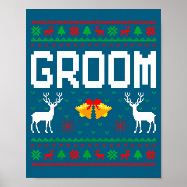 Brudgum brud nygift par ful jultröja  poster (Framsidan)