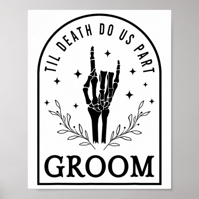 Brudgum Brud Skelett Gotisk Halloween Förlovning D Poster (Framsidan)