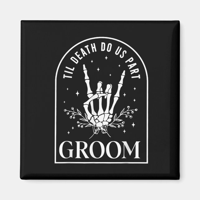 Brudgum Brud Skelett Sten Hand Par Bröllop Hal Magnet (Framsidan)