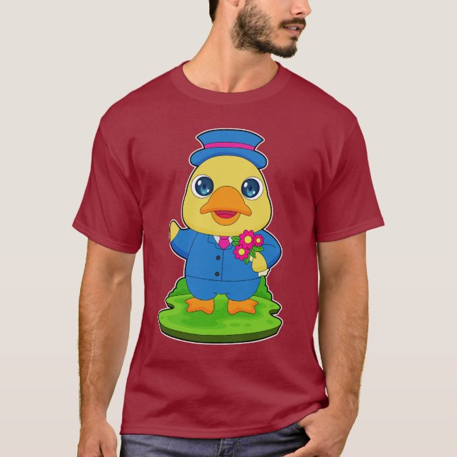 Brudgum Bukett blommor Bröllop T Shirt (Framsida)