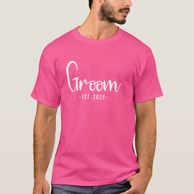 Brudgum Est 2025 Gift Bröllop Brud Parti Ungkarl T Shirt (Framsida)
