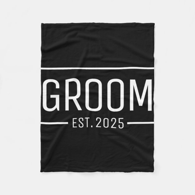 Brudgum Est. 2025 Gift Bröllop Förlovning Förbered Fleecefilt (Framsidan)