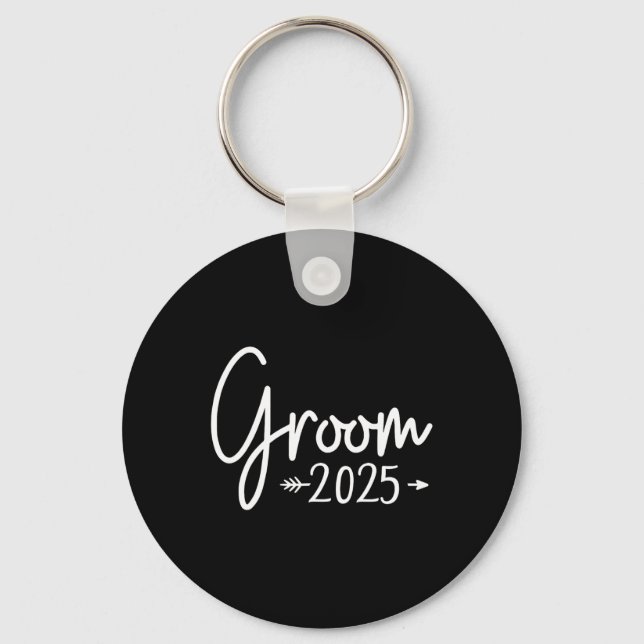 Brudgum Est 2025 Gift Bröllop Förlovning Förberede Nyckelring (Framsida)