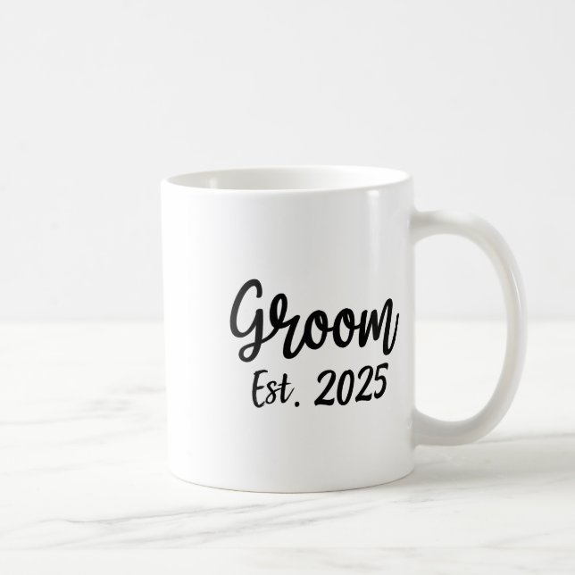 Brudgum Est. 2025 Herrars bröllopsförlovningsfest  Kaffemugg (Höger)