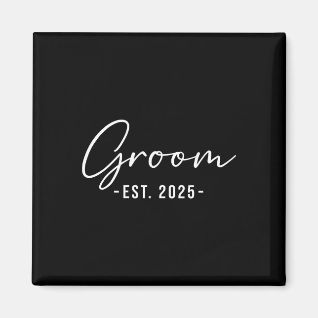 Brudgum Est. 2025 Matchande Förbereder Sig Brud Br Magnet (Framsidan)