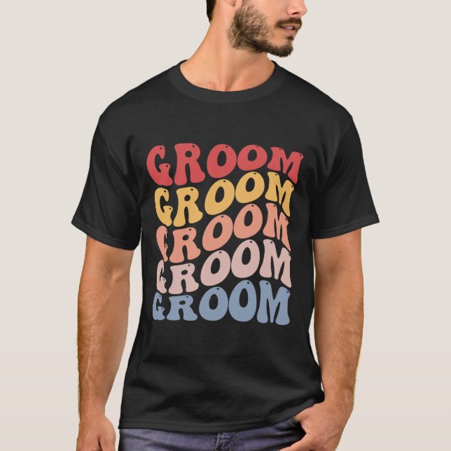 Brudgum Groovy Möhippa  T Shirt (Framsida)