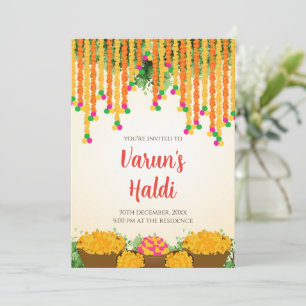 Brudgum Haldi inbjudningar Digital pojke Pithi-kor