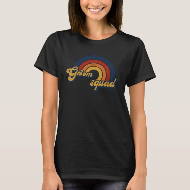 Brudgum Retro Sängledning Bröllopskompani T Shirt (Framsida)