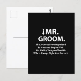 Brudgum rolig citat typografi vykort