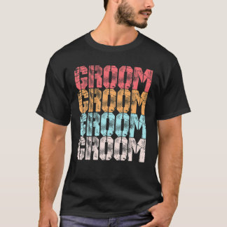 Brudgum Söt Retro Förlovning Bröllop Sängkammarfes T Shirt