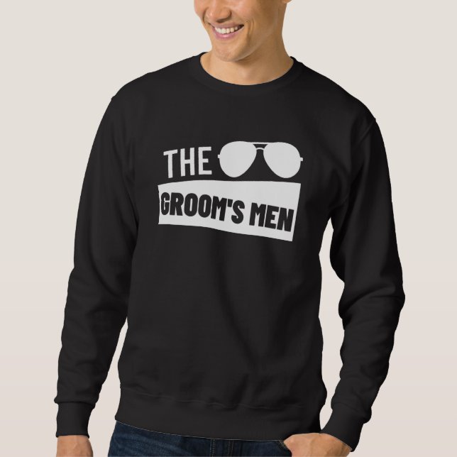 Brudgum Squad Bröllop Bäst Man Silt Bachelorfest B Lång Ärmad Tröja (Framsida)