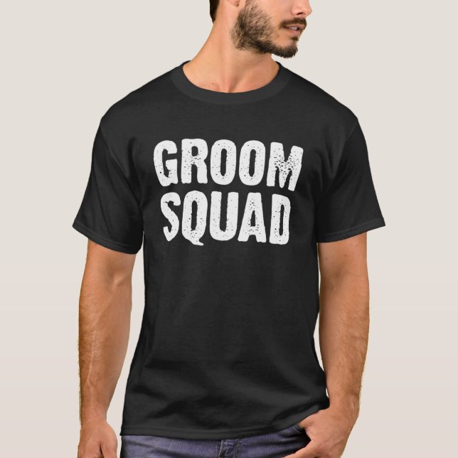 Brudgum Squad Bröllop Brudgum Squad Rolig Bachelor T Shirt (Framsida)