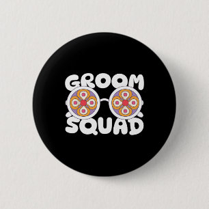 Brudgum Squad Groovy Singlar Bröllop Sängvätning Knapp