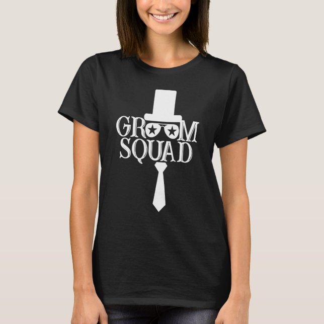 Brudgum Squad Hatt Söt Förlovning Bröllop Parti Ma T Shirt (Framsida)