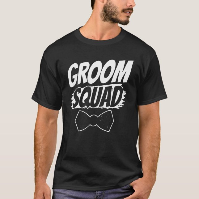 Brudgum Squad Party Citat Bachelor Bröllop T Shirt (Framsida)