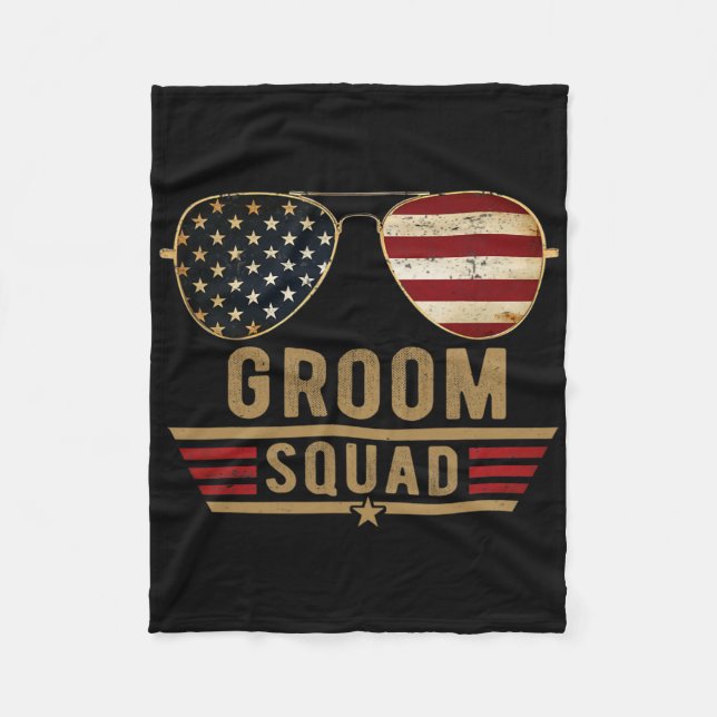 Brudgum Squad Sängkammarbröllop Brudgummen Bröllop Fleecefilt (Framsidan)