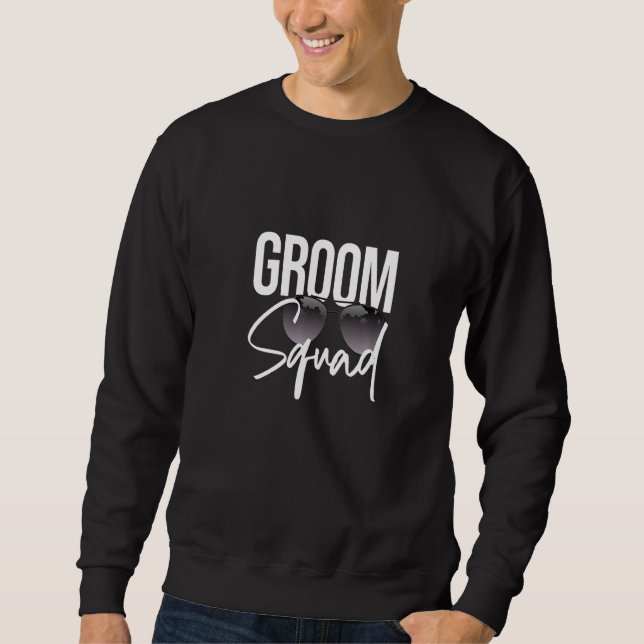 Brudgum Squad Solglasögon Bröllop Matchande Saktma Lång Ärmad Tröja (Framsida)