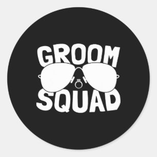 Brudgum Squad Svärmansfest Brudgum Gag Mäns Roligt Runt Klistermärke