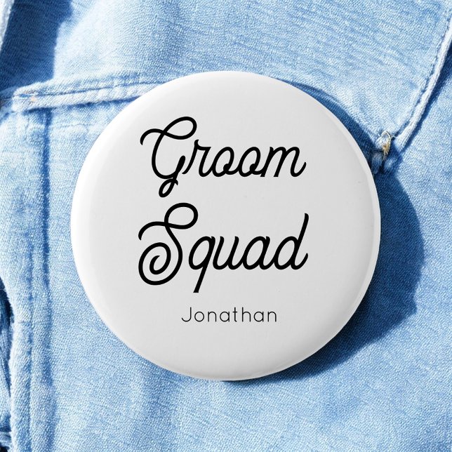 Brudgum Squad Svart Vit Knapp (Skapare uppladdad)