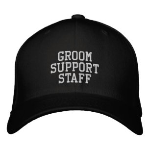 'Brudgum Supportpersonal' Svart & Vitt Brudgumspre Broderad Keps