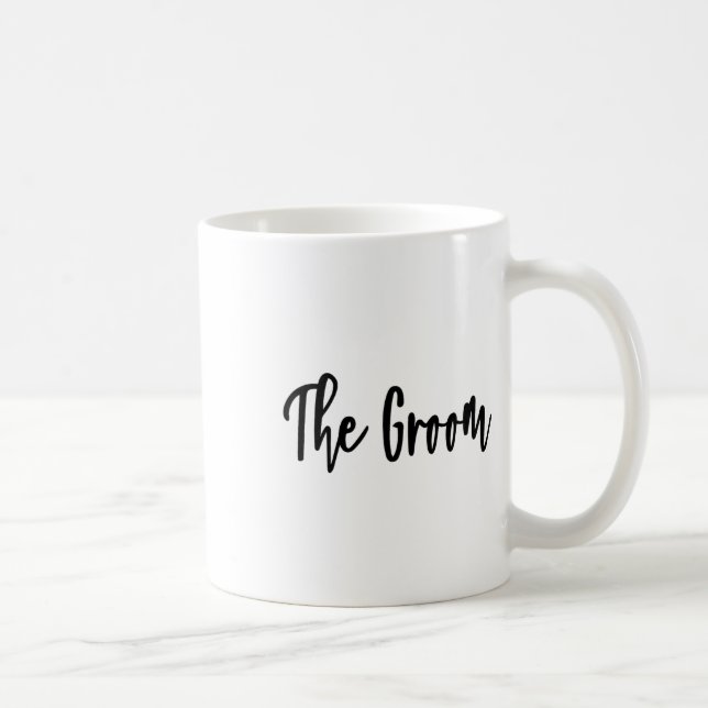 Brudgum - Svästpartaj Förbereder Sig Bröllopsdagen Kaffemugg (Höger)