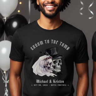 Brudgum till gravskallar äkta man nygift bröllop t shirt