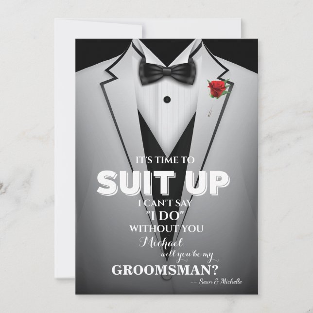 Brudgum Tuxedo Inbjudan (Framsida)