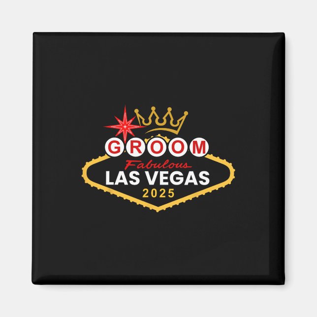 Brudgum Vegas Svärmannagrupp 2025 Gift i V Magnet (Framsidan)