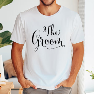 Brudgummen Kalligrafi Bröllopsnamn Tee Shirt