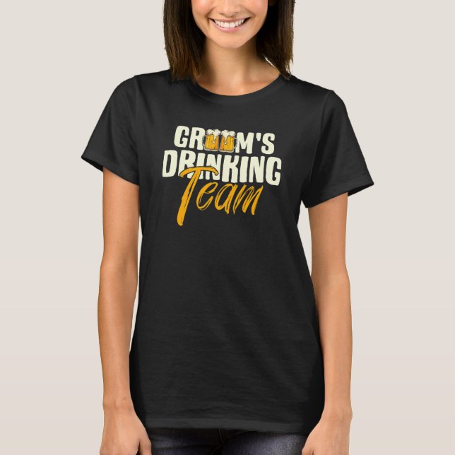 Brudgummens Drickande Lag Svinfest Bröllop  T Shirt (Framsida)