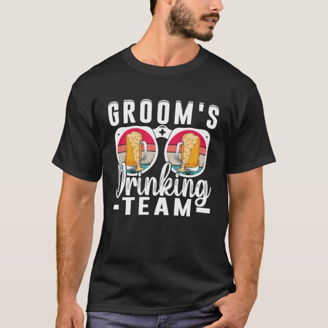 Brudgummens Drickande Team Bröllop Möhippa Sällska T Shirt (Framsida)