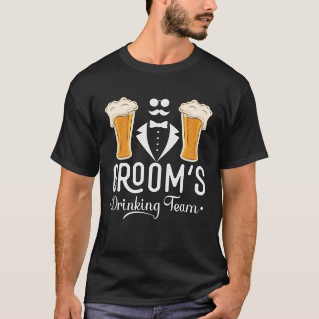 Brudgummens Drickande Team Bröllop Svärmansfest Sä T Shirt (Framsida)