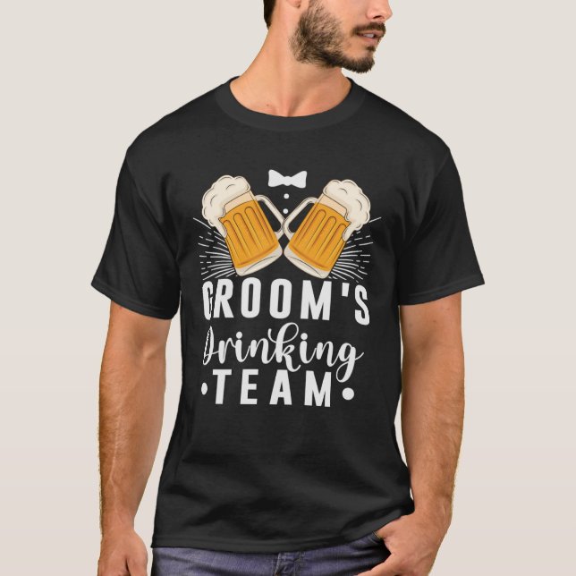 Brudgummens Drickande Team Bröllop Svärmansfest Sä T Shirt (Framsida)