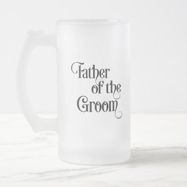 Brudgummens far frostat ölglas (Vänster)