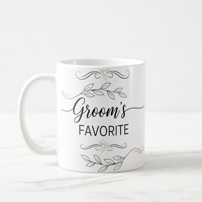 Brudgummens Favorit Elegant Bröllopsskrift Mugg (Vänster)