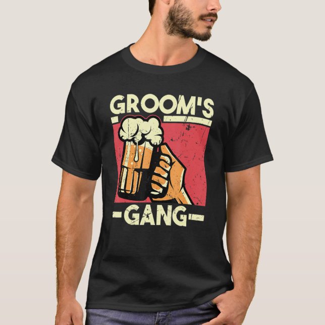 Brudgummens gäng bachelorförlovning bröllopsfest t shirt (Framsida)