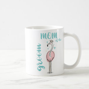 Brudgummens mamma flamingoklänning bröllop matchan kaffemugg